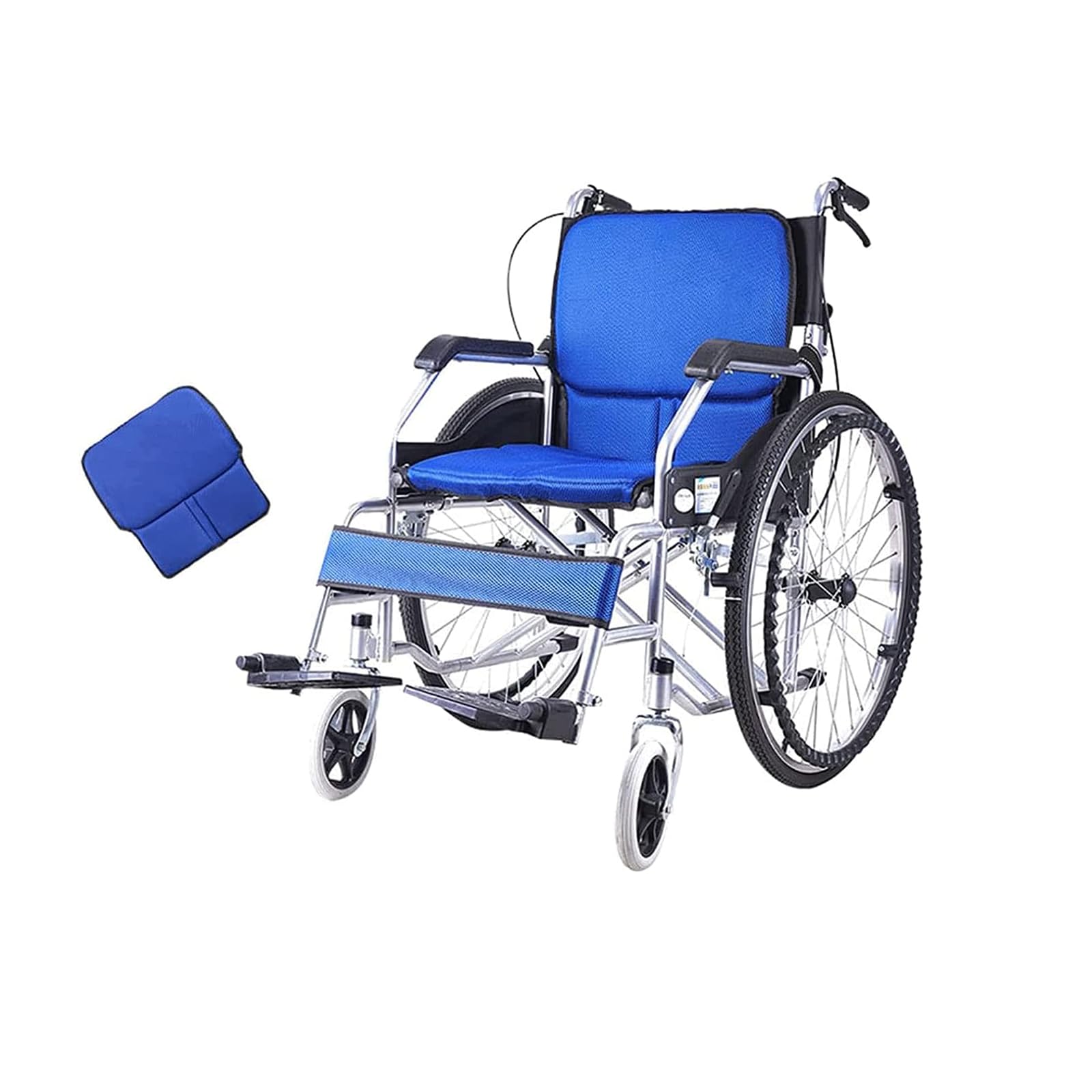 Sedia a Rotelle Pieghevole in Alluminio Leggero, Autospinta Manuale con Freno a Mano, Sedia da Trasporto Portatile per Anziani