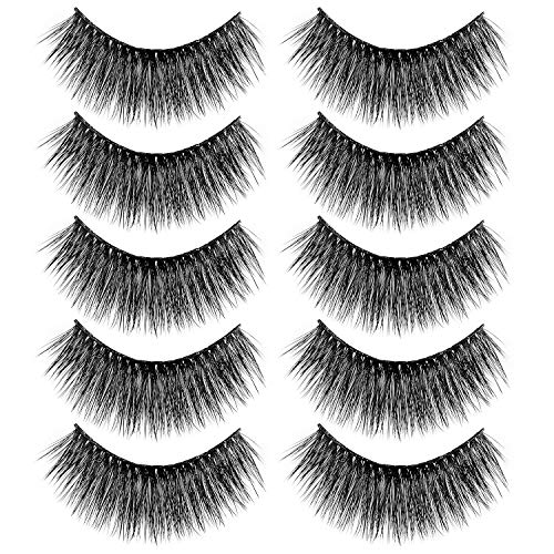Rosmax 3D Faux Mink Fluffy False Eyelashes, Long Thick Volume Wispy Natural Lashes, 5 Pairs Pack (R2)