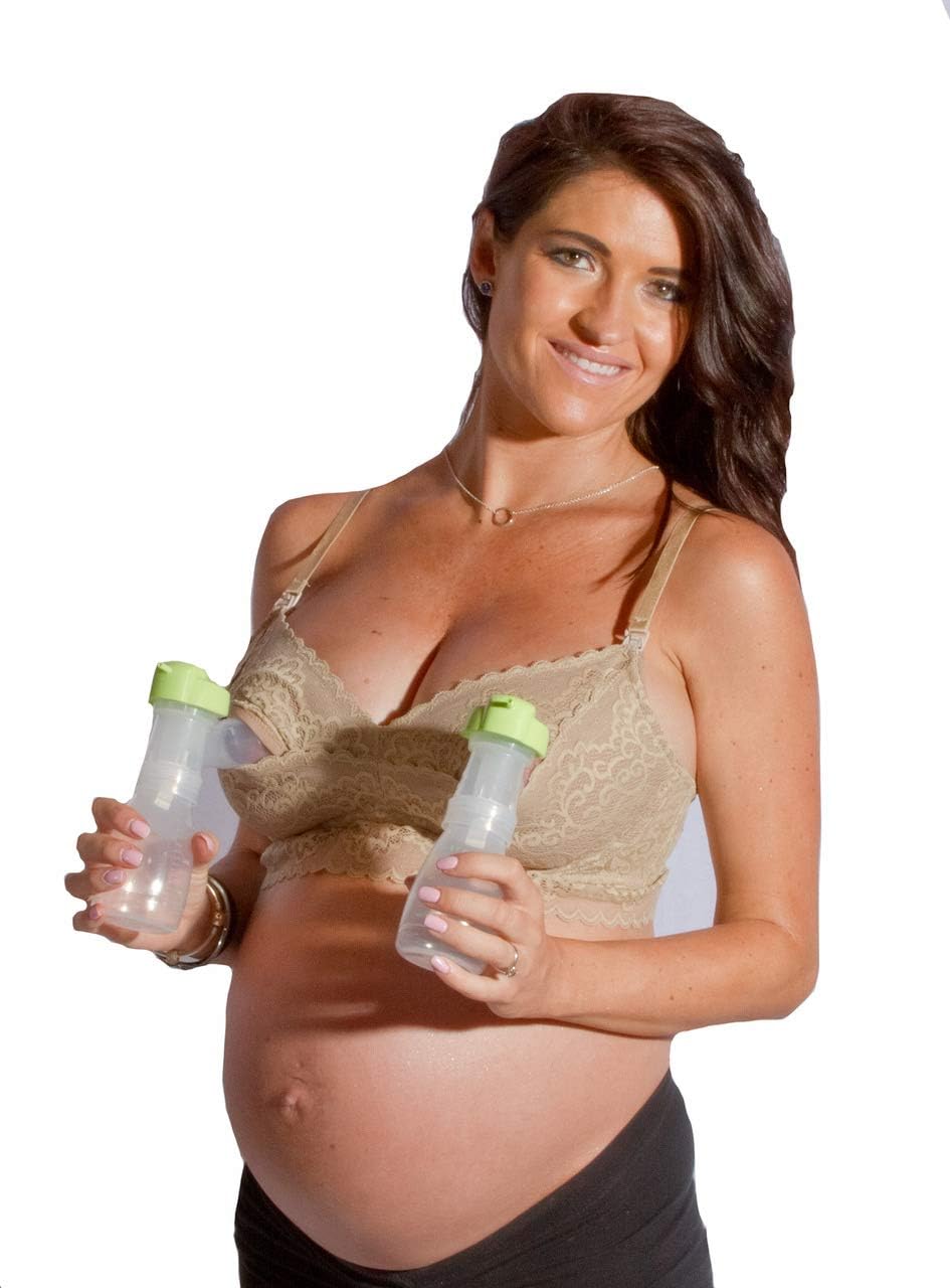 The Dairy Fairy Ayla Underwire Nursing and Hands-Free Pumping Bra (3/M, Champagne)