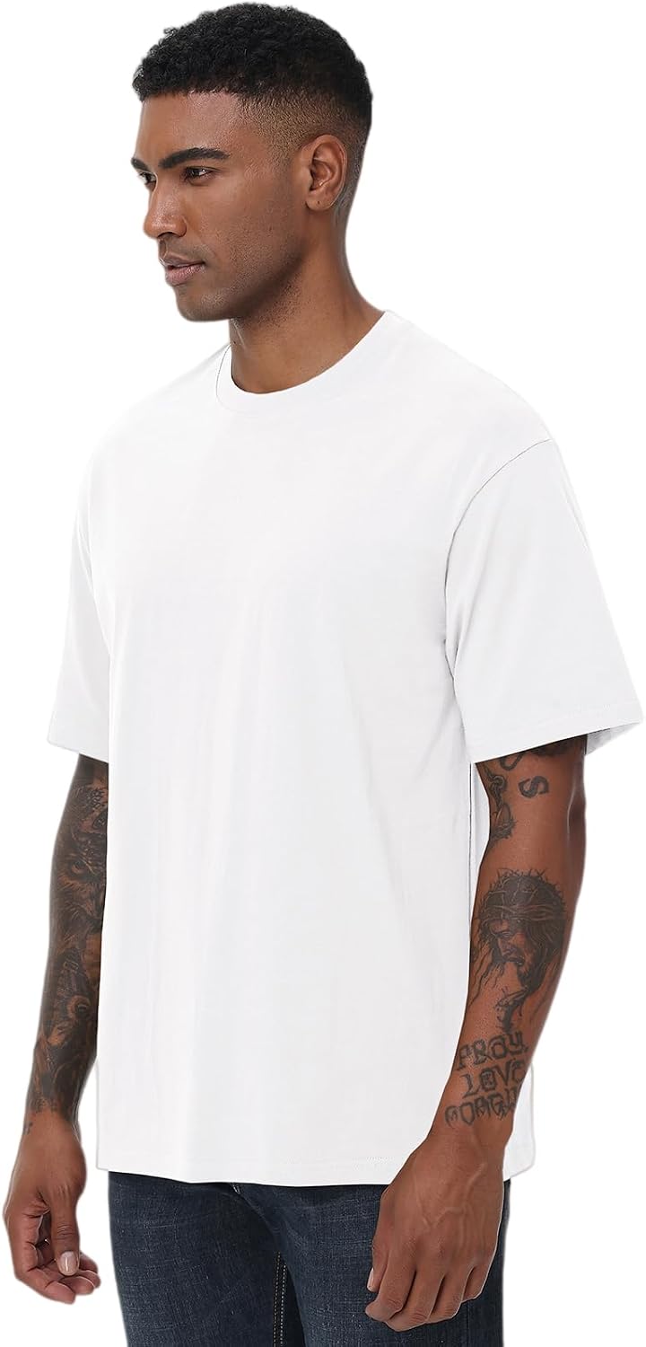 KEEPSHOWING Mens Oversized Short Sleeve T-Shirts Cotton Loose Fit Tees