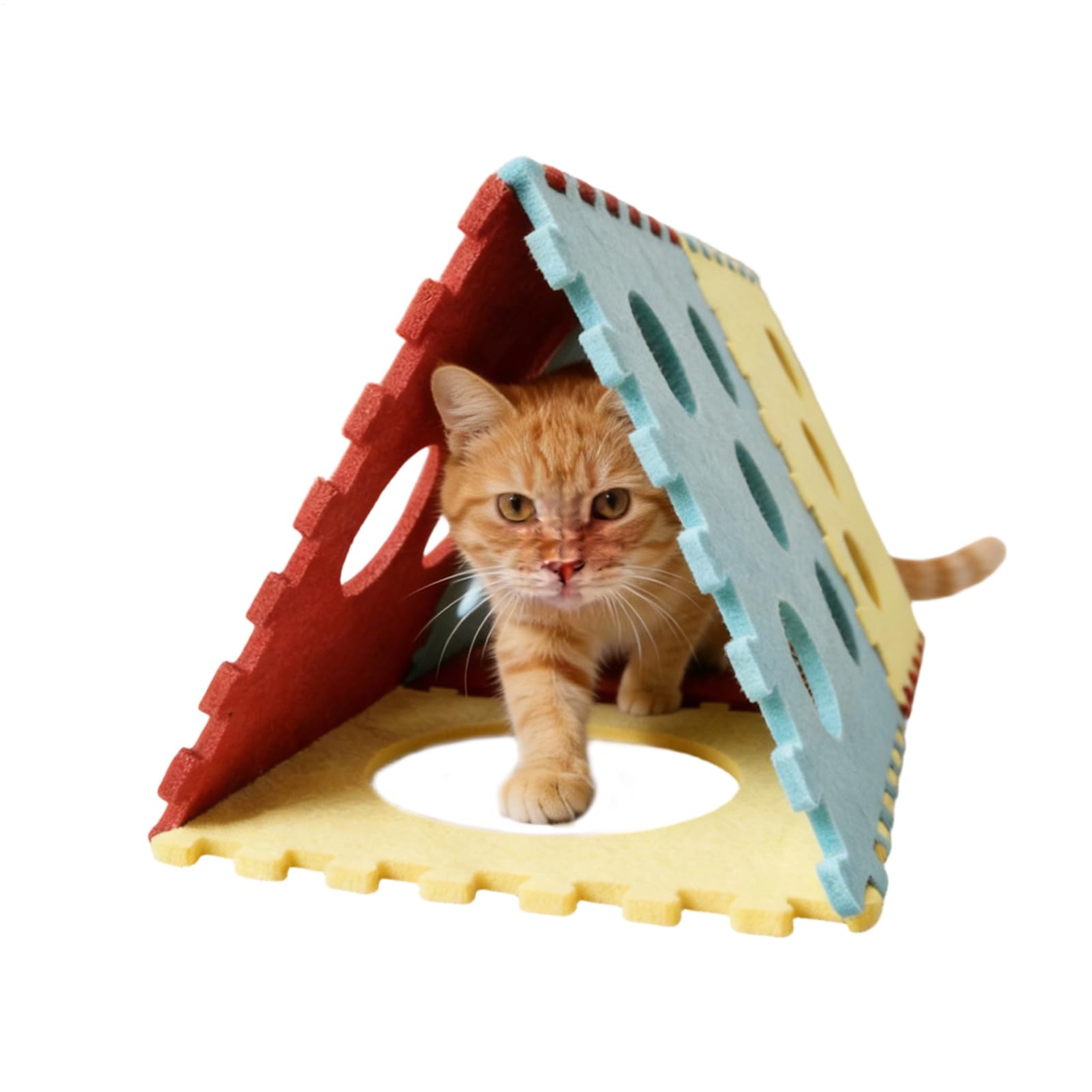 Escondite para gatos con ventana interactiva y estructura plegable apto para adiestramiento