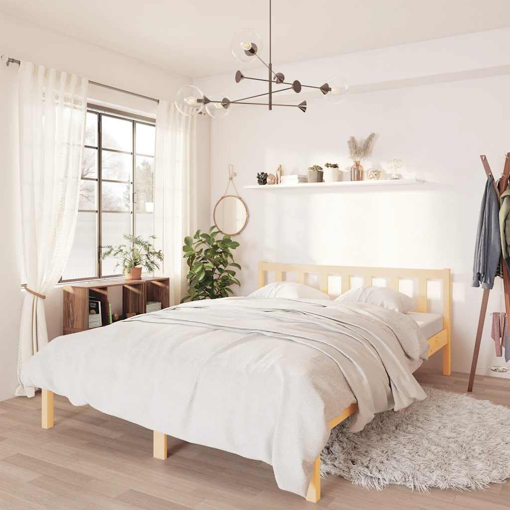 vidaXL Estructura de Cama Dormitorio Habitación Muebles Mobiliario Cuarto Descanso Robusta Duradera 160x200 cm Madera Maciza de Pino