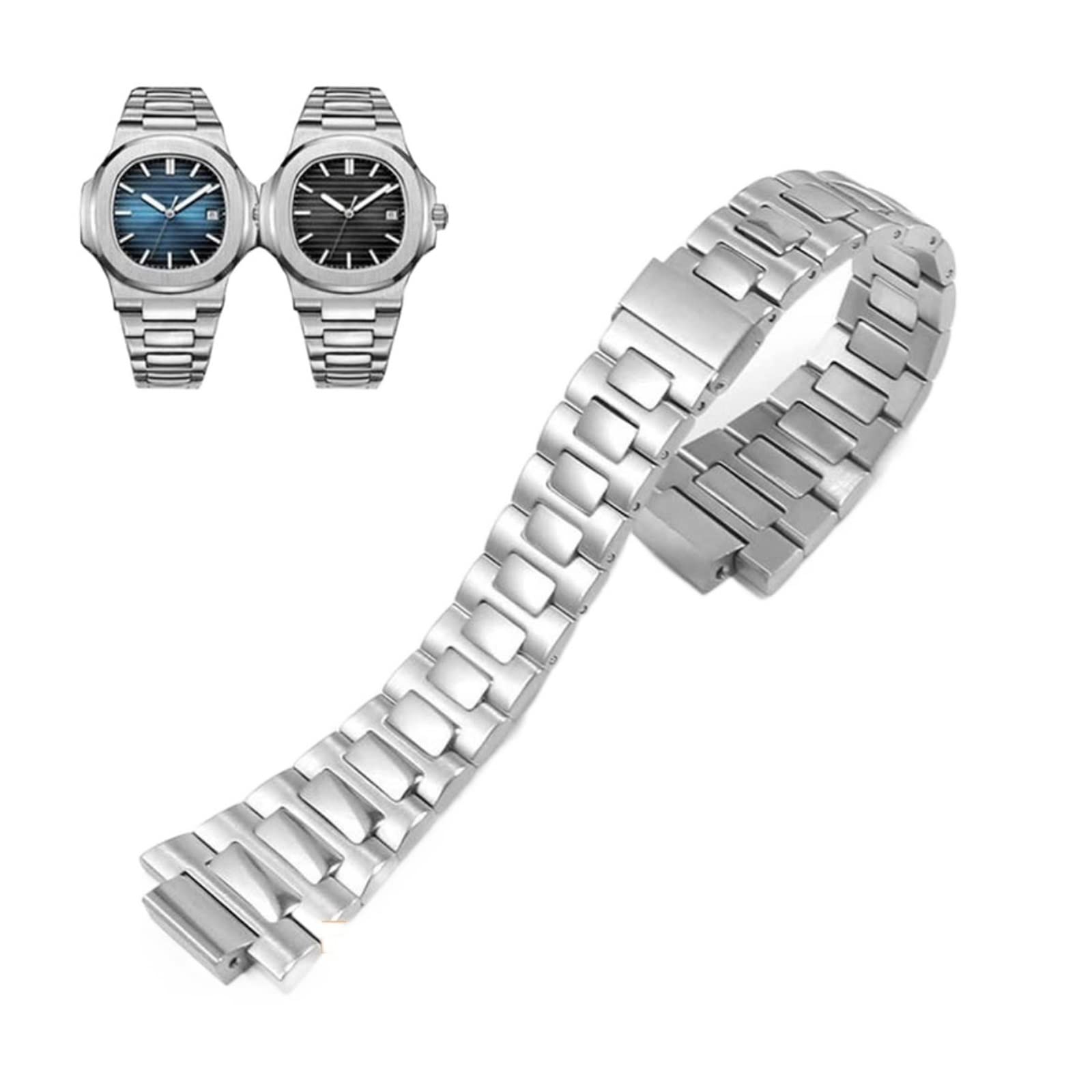 UMCNVVHigh end watch band for Baida Nautilus 5711/1A010 solid stainless steel watch belt accessories convex interface 25 * 13mm