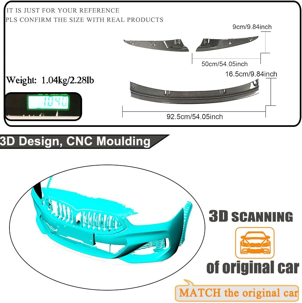 Carbon Fiber Front Bumper Lip Fits for BMW 8 Series G14 G15 G16 2D 4D 840i M850i 2020-2024 Lightweight Abrasion-Resistant Robust Lip Body Kit Auto Parts Anti-Collision Protection