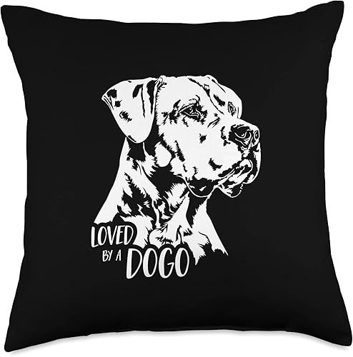 Wilsigns Dogo Argentino Love Argentino Loved by a Dogo mom Dog Saying Throw Pillow, 18x18, Multicolor