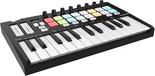 25-Key USB MIDI Keyboard Controller With 16 RGB Backlit Trigger Pads 8 Assignable Control Knobs Electronic Keyboard