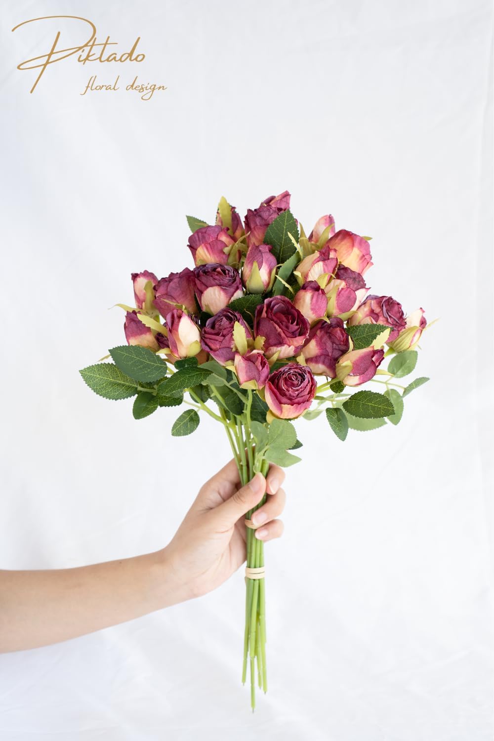 12pcs 24 Heads 13.7Iin Artificial Vintage Roses Fake Silk Rose Flowers with Long Stem for DIY Bouquets Wedding Centerpiece Party Home Kitchen Decoration (Fuchsia) - Image 5