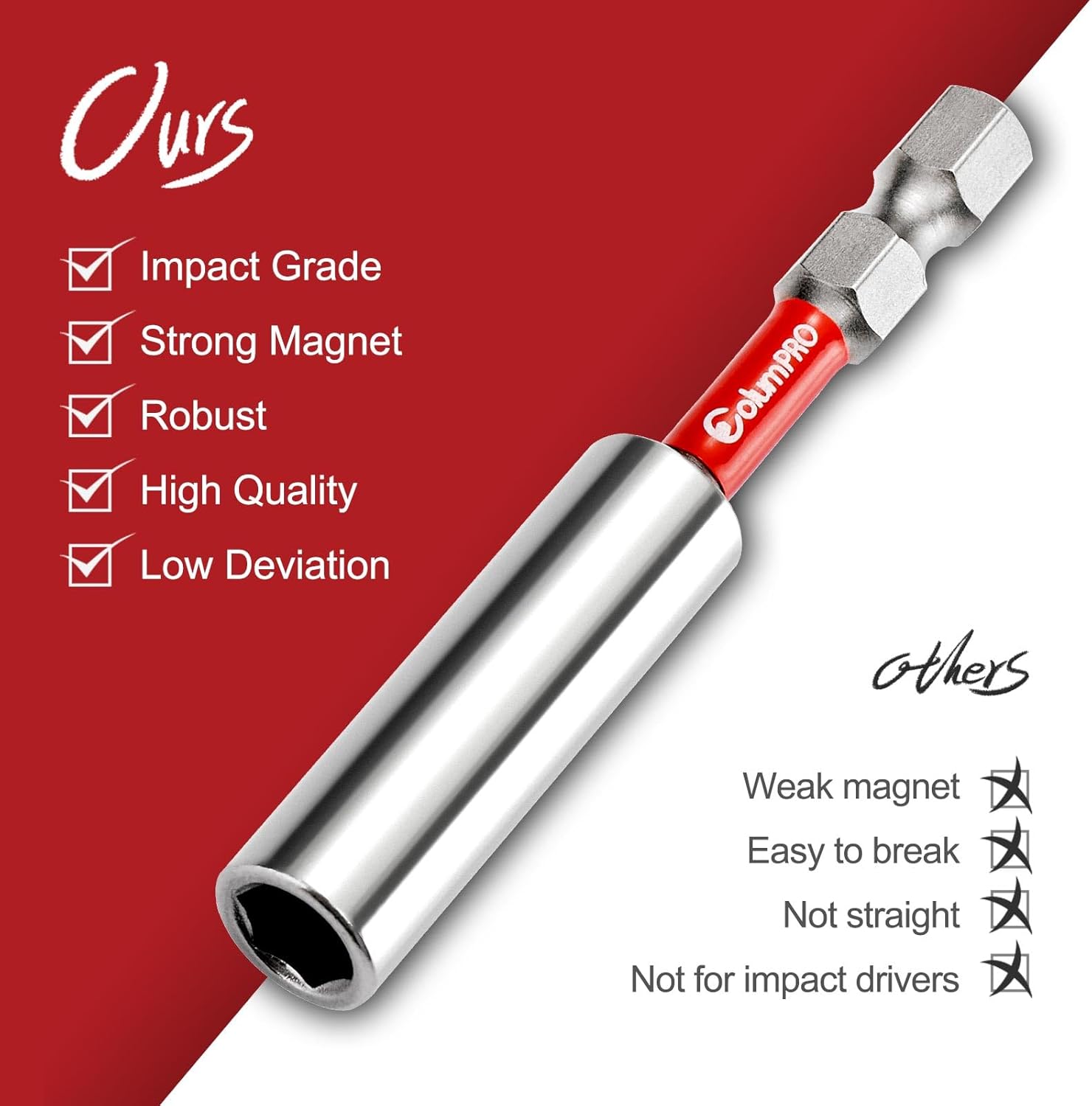 5PCS 1/4" Strong Magnetic Impact Bit Holder,Hex Shank S2 Steel Magnetic,Drill Bit Extension for Impact Driver, Cordless Drill