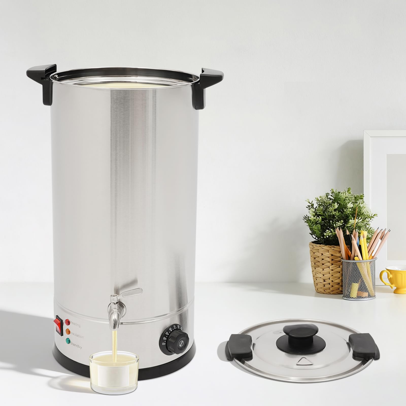 Salmeee Cera per la produzione di candele, contenitore in acciaio inox da 15 litri, ideale per principianti nel settore della produzione di candele fai da te
