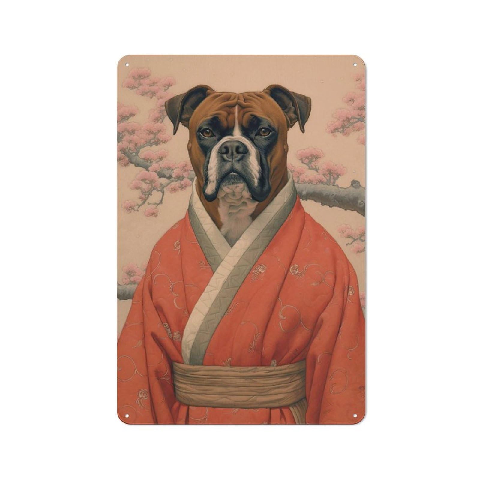 Rustic Vintage Metal Sign 30x20cm Featuring Boxer Dog Geisha, Home Bar Decor for Cafe, Pub, Workshop Or Home Bar