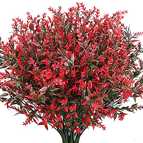 Elqubkan 10 Bündel UV-Beständige Blumensträuße für Den Innenbereich, Sträucher, Grünpflanzen im Freien