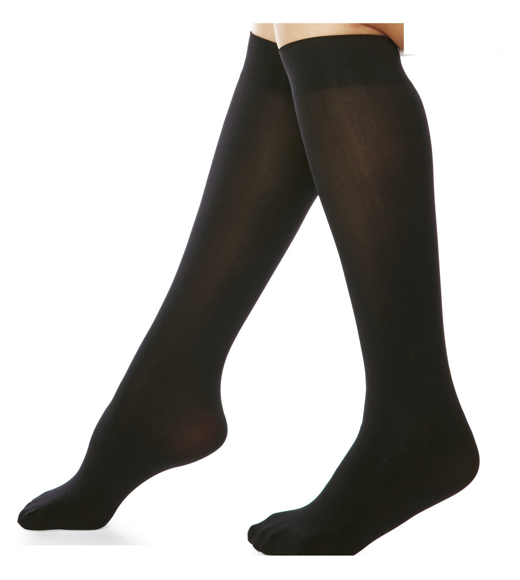 Mytoptrendz Women's Black Mytoptrendz® Luxury Opaque Knee Highs Pop Socks ( 2 Pair) 70 Den Luxrious2pk