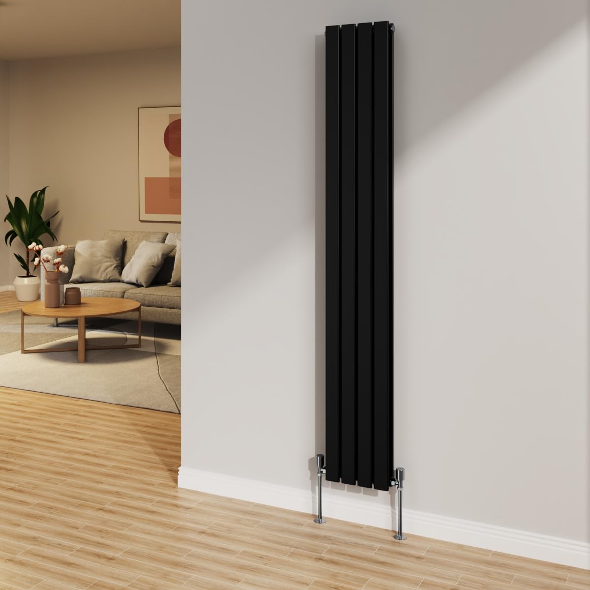 Nrg Black 1800X272mm Radiator Vertical Flat Panel Bathroom Designer Double Rad Central Heating