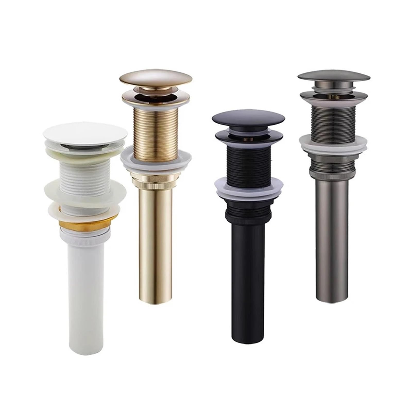 1 pezzo di tappo di scarico for lavandino pop-up in ottone con finitura dorata con foro di troppopieno, accessorio for il bagno con tappo for lavabo a sifone(Gold no overflow)