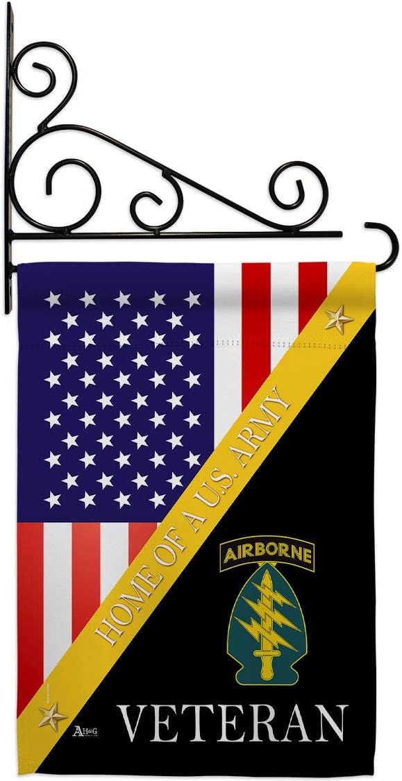 Home of Special Forces Airborne Garden Flag Set Wall Holder Armed Army Rangers United State American Military Veteran Retire Official Small Gift Yard House Banner Double-Sided Made In USA 13 X 18.5
