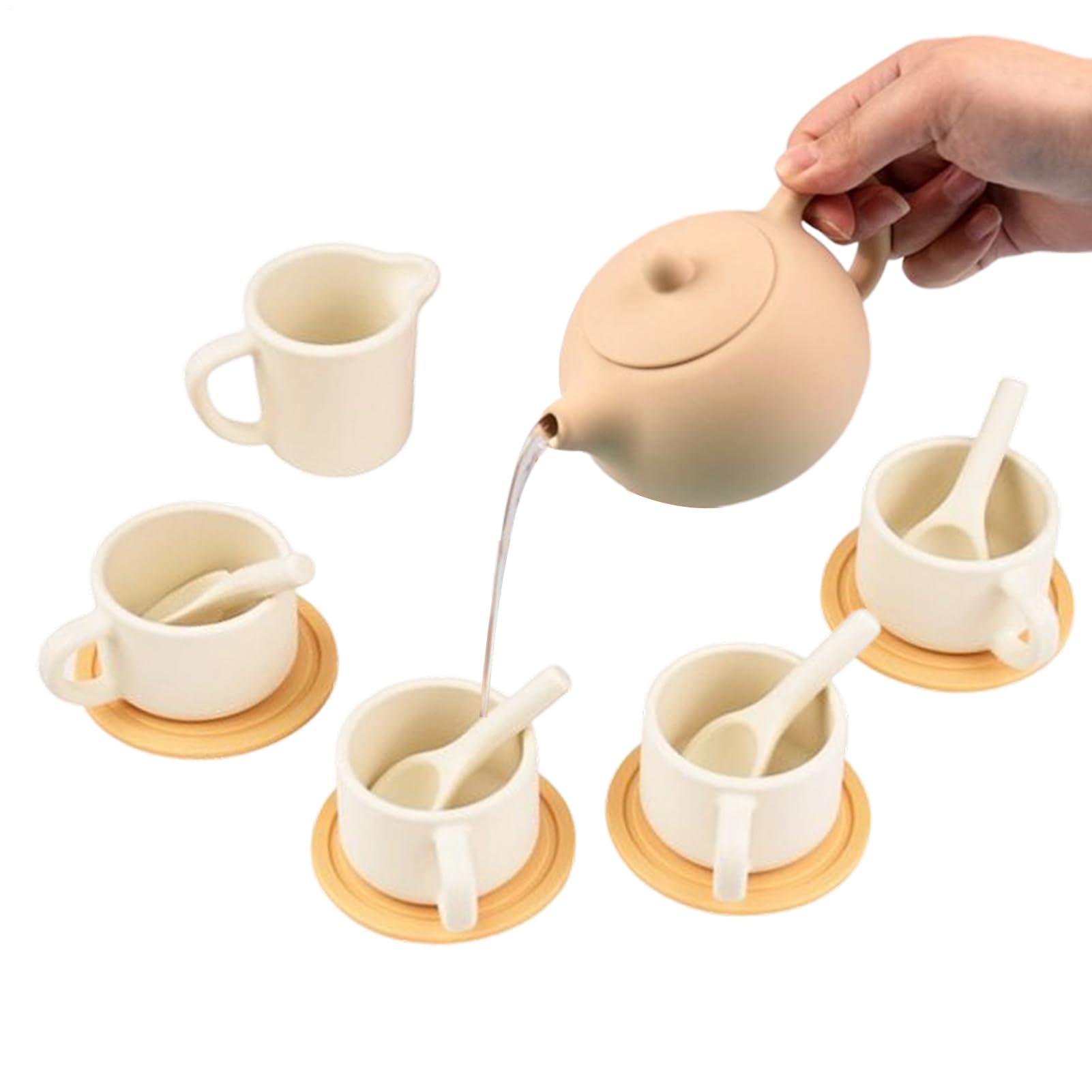 Kids Tea Party Set - Silicone Kitchen Toy - Kitchen Kids Teapot Set,for Boys Girls Preschoolers Playdates Birthday Playroom Kindergarten Family Night Daycare Centers Home