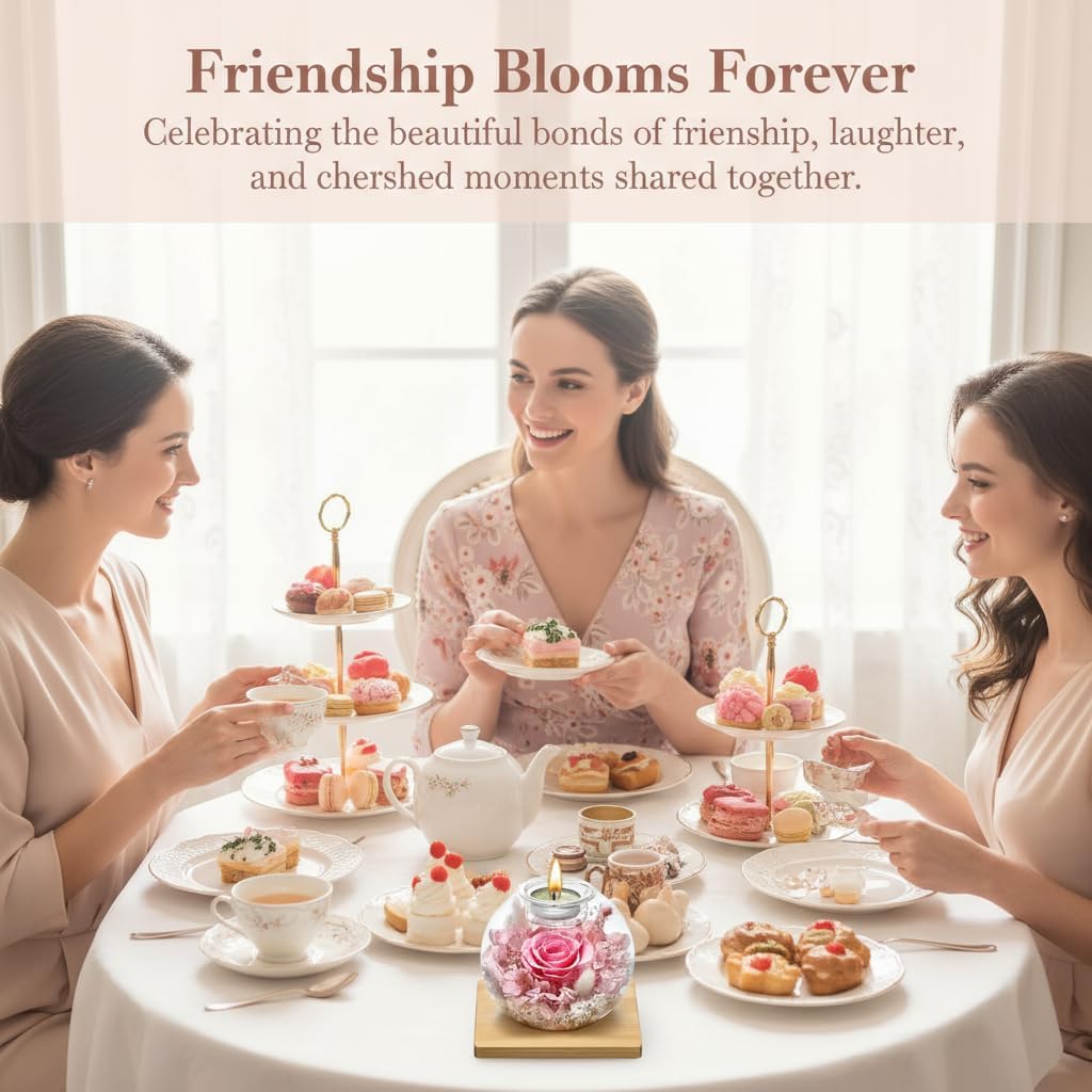 Birthday Gifts for Women,Eternal Preserved Real Rose with Scented Candle (Bergamot9Pcs+Rose9Pcs),Preserved Rose in Glass Dome, Christmas Valentine Mothers Day Gifts for Her Mom Girlfriend,Home Decor - Image 3