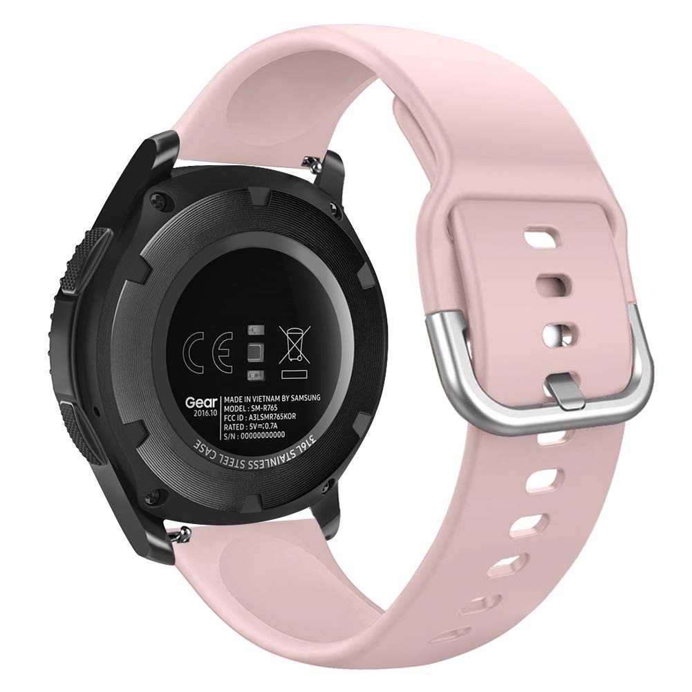 GHIJKL Compatible with Samsung Galaxy Watch 46mm Bands, Gear S3 Frontier/Classic Band, 22mm Soft Silicone Breathable Replacement Sport Strap Wristband for Galaxy Watch 3 45mm/46mm,Gold Button