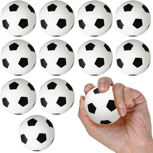 Miniatura 8 de ArtCreativity Paquete de 12 pelotas de estrés de fútbol de 2.5 pulgadas | Bolsas de regalos de fútbol, pequeños juguetes de espuma suave para niños,
