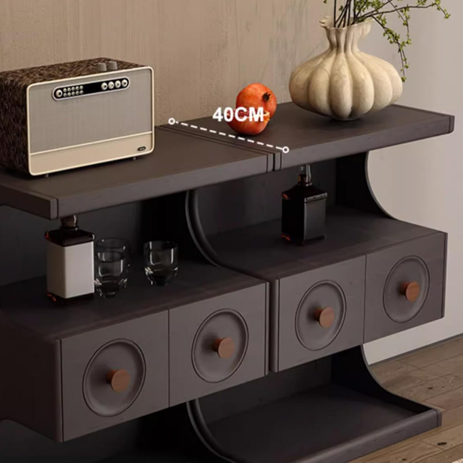 Retro Black Buffet Cabinet, Sideboard Buffet Cabinet with Drawers, Accent Sideboard and Credenza, Wood Coffee Bar Console Table, Hutch Cupboard for Kitchen, Living Room