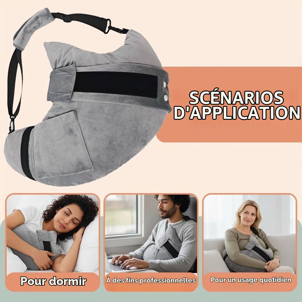 RANJIMA Coussin d'épaule après chirurgie avec poche pour bras, manchettes de rotateurs pour dormir, coussin orthopédique pour dormir sur le côté et le dos, coussin de soulagement des épaules