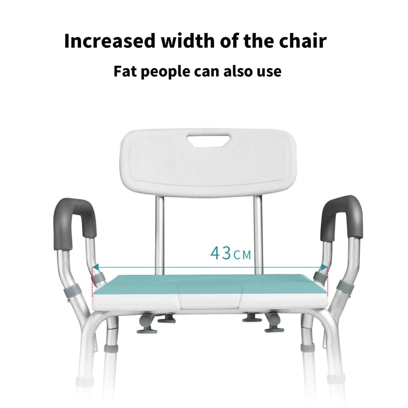 Silla de Ducha con Brazos y Respaldo - con Asiento en Forma de U - Marco Elevador de Inodoro - Taburete de Ducha de bañera Ajustable en Altura - Soporta hasta 300 Libras - Silla de
