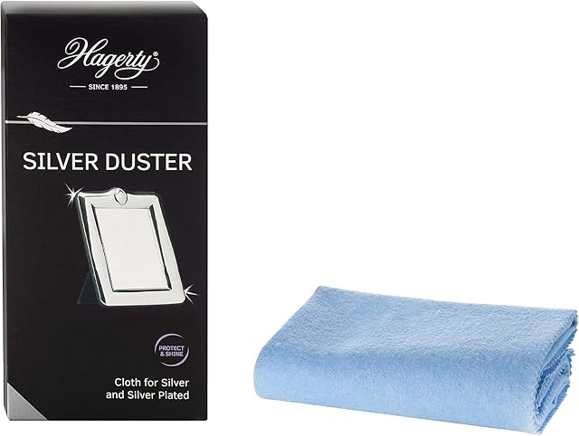 Hagerty Silver Duster silver cleaning cloth with tarnish protection 55x35 cm I Impregnated cotton silver polishing cloth I Efficient cleaning cloth for silver and silver-plated metal vases frames etc