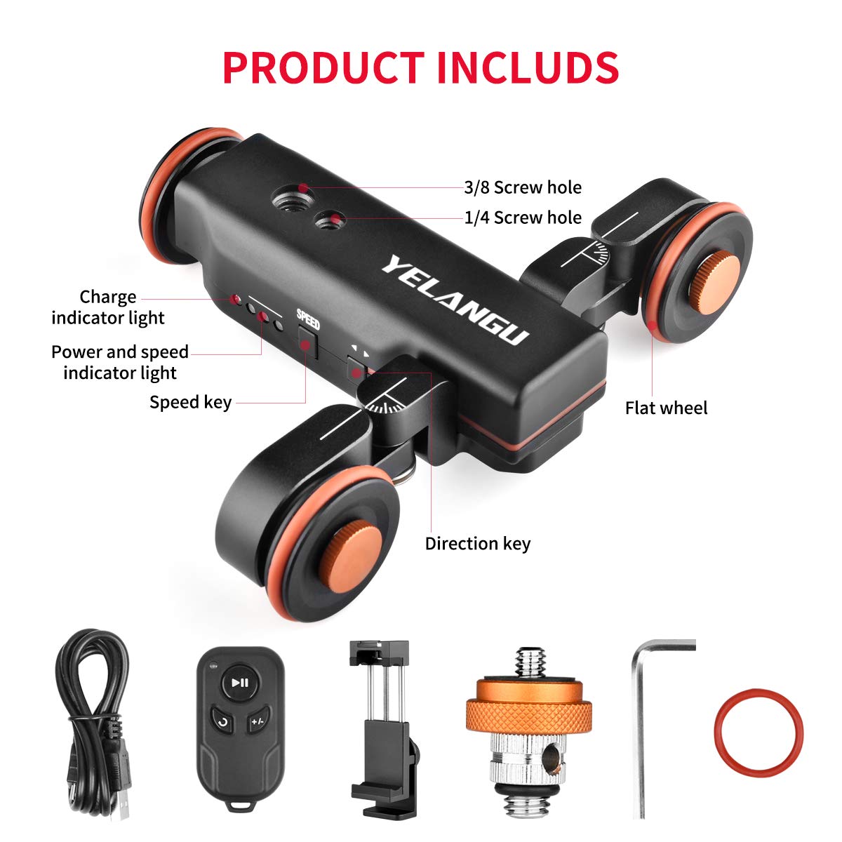 Camera Slider Motorized,YELANGU Rechargeable Camera Dolly with Wireless