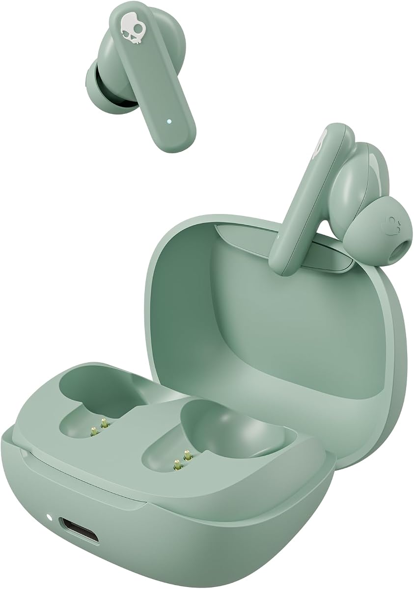 Auriculares inalámbricos aislantes de ruido Smokin’ Buds - Preppy Sage | Ajuste interno, Bluetooth, batería de 20 horas, IPX4 resistente al sudor y al agua, micrófono para iPhone Android, desplazamientos, estudio