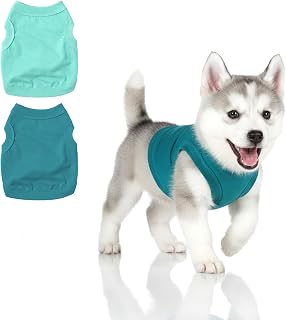 2 Pack Dog Clothes for Small Dogs Girl Boy Lightweight Puppy Clothes Cute Chihuahua Teacup Cloth Solid Color Pet Clothing Soft Dog Shirt Outfit for Dogs Cats Pet Apparel