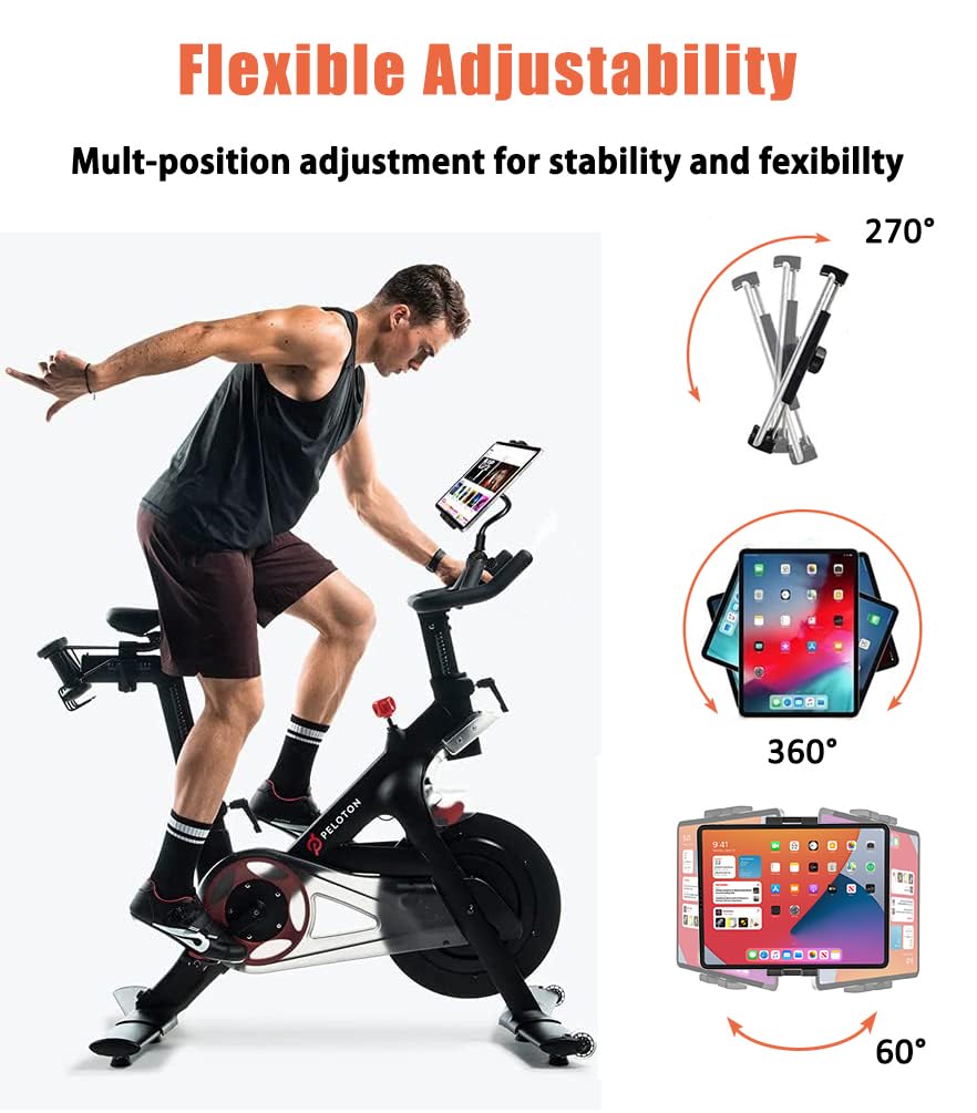Collo Oca Supporto Tablet Tapis Roulant, Porta Tablet Bicicletta Spinning Cyclette Manubrio con Regolabile 360°, per iPad Pro 9.7 10.5 11 Air Mini, Samsung Tab, Telefono & Tablet 4-11"
