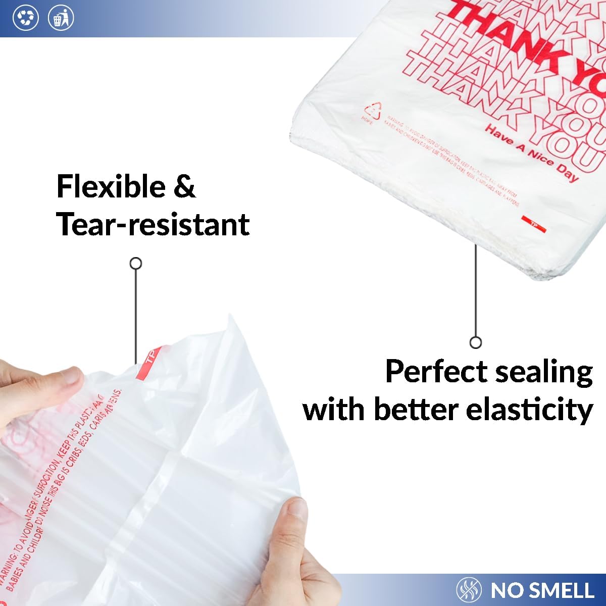Thank You Plastic Bags (1000 Count) (11.5" x 6.5" x 22") (White) – Heavy Duty T-Shirt Bags for Grocery, Shopping, Takeout, Restaurants, Convenience Stores