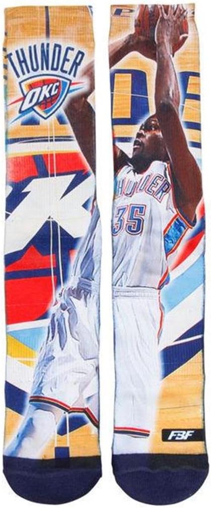 Oklahoma City Thunder NBA Center Court Crew Socks - Kevin Durant (Large)