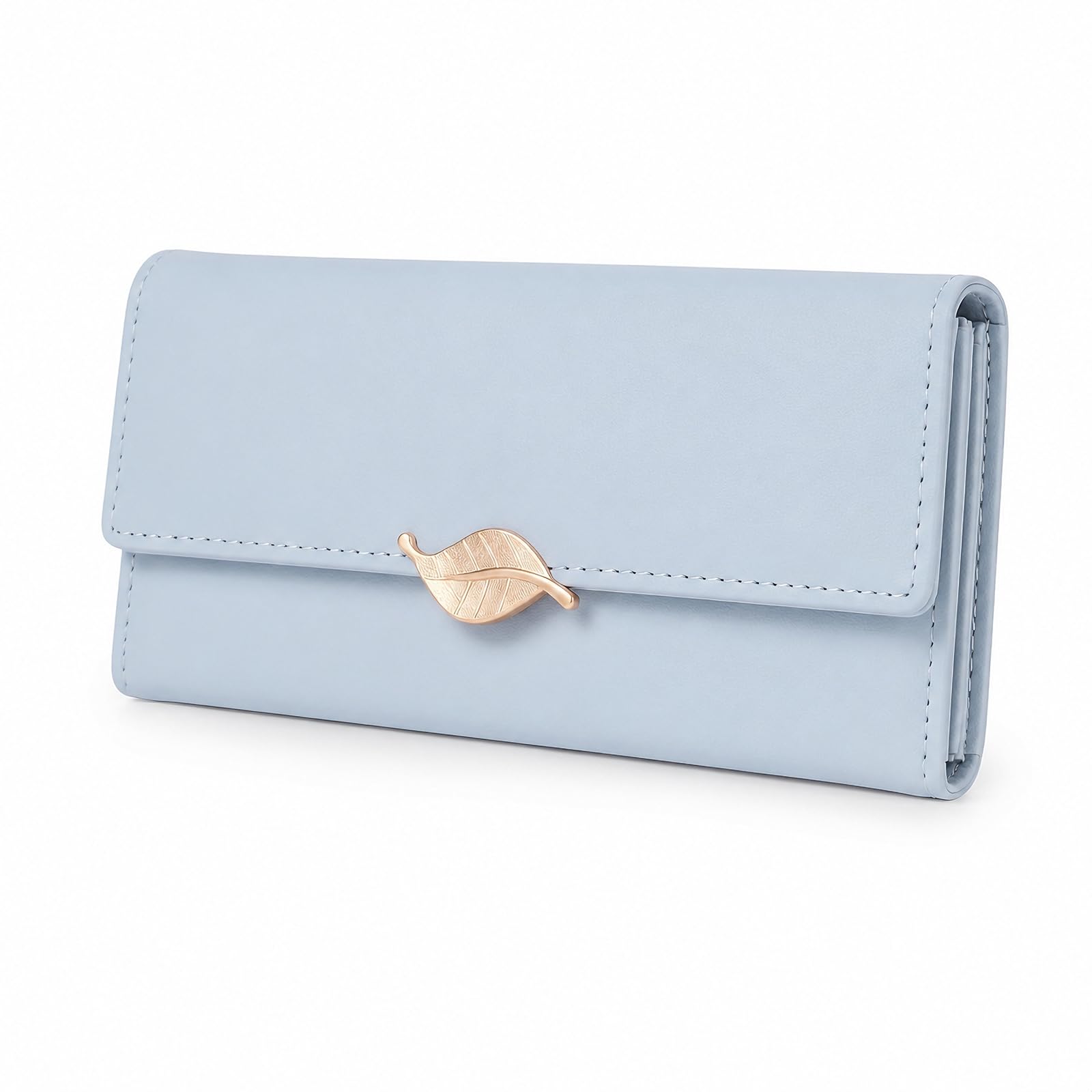 Women's Wallets, Ladies Wallet with Leaf Snap Decoration and Zipper Pocket, Clutch Wallet for Women for 9 Card Slots and ID Window Gifts for Women Birthday-image-14
