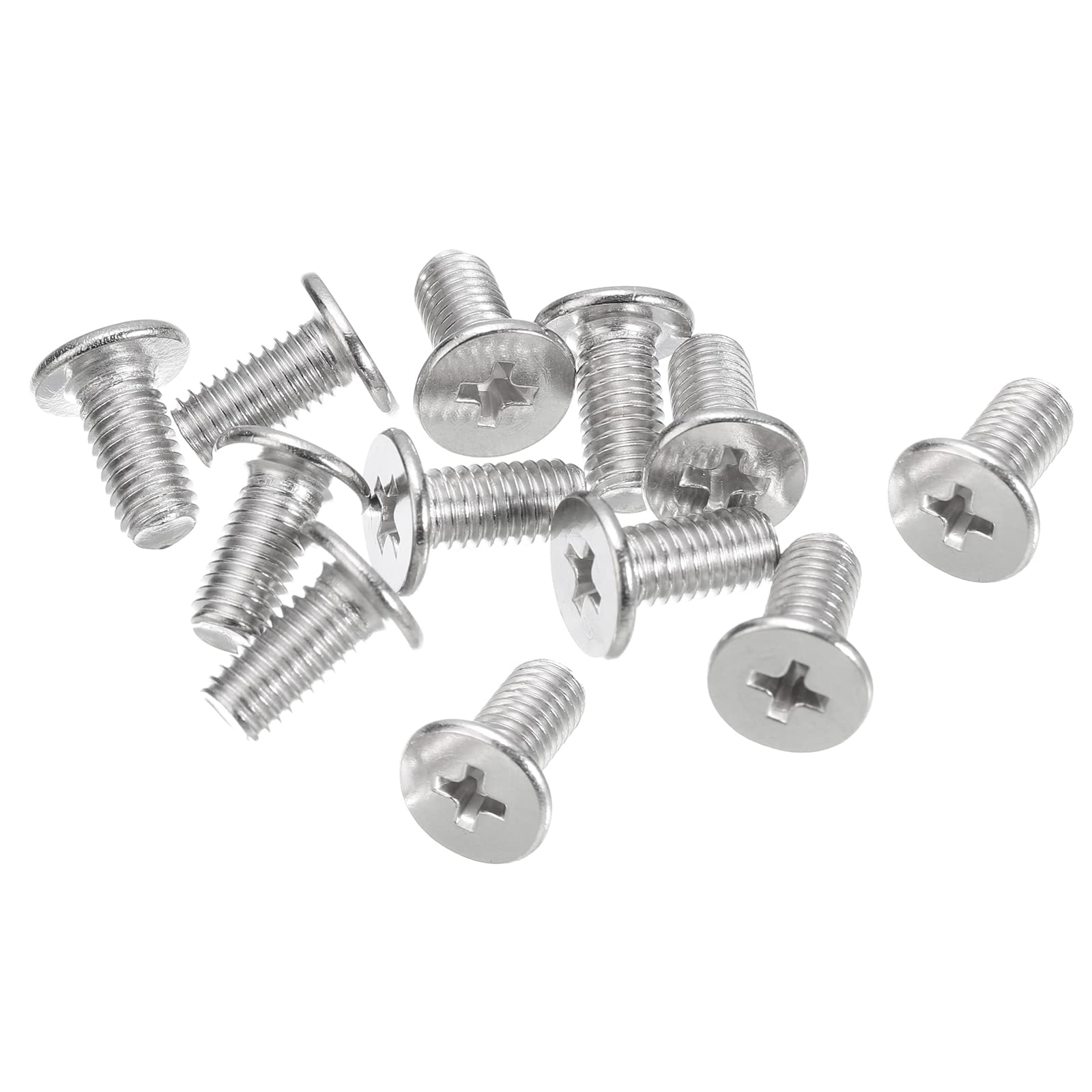 uxcell M5-0.8 x 10mm 50Pcs Flat Round Head Screws 304 Stainless Steel Phillips Drive Machine Screws Hardware Fastener for Furniture Connection
