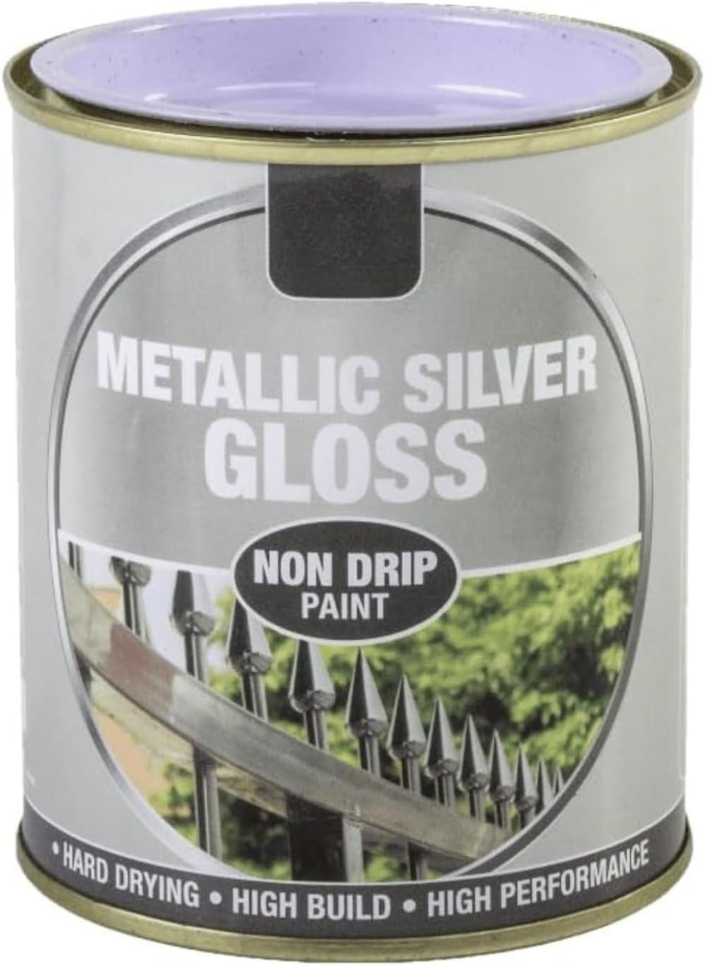 Inspired Essentials 300ml Non Drip Paint Tin Exterior Interior Hard Drying Performance Multi-Purpose Tin for Metal, Wood, Plastic, Walls with Perfect Finish (4, Metallic Silver Gloss)