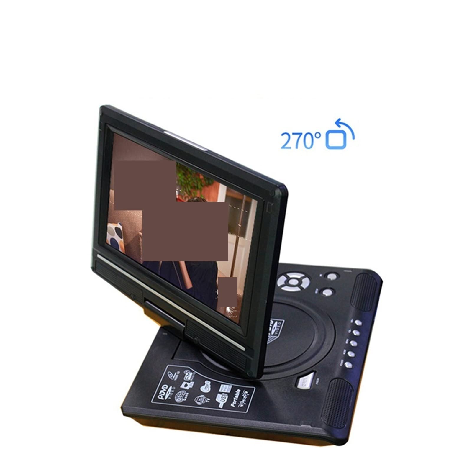 Lecteur DVD Portable, 9.8 Pouces Portable HD TV Maison Voiture Lecteur DVD VCD CD MP3 Lecteur DVD Cartes USB TV Portatil câble Jeu 16:9 Rotation écran LCD, pour la Maison, la Voiture