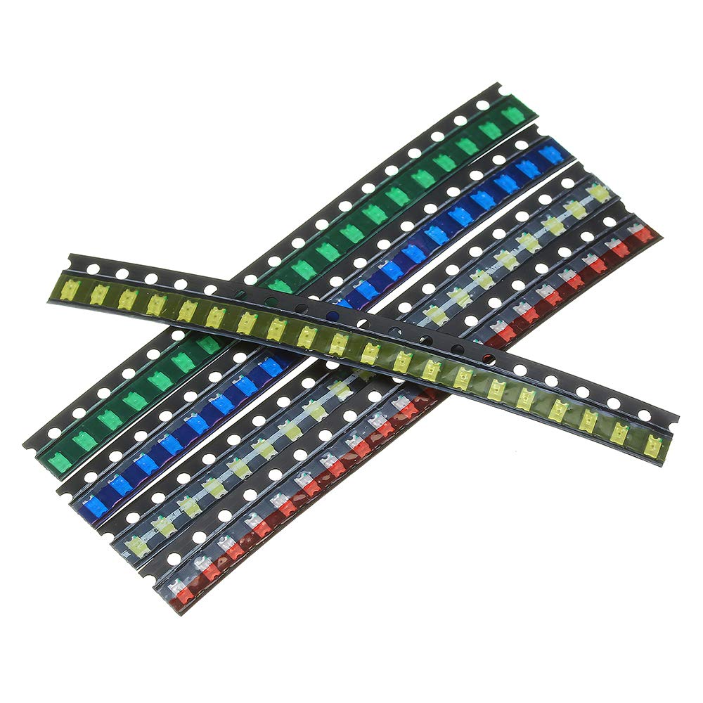 BliliDIY 1000 Pezzi 5 Colori 200 Ciascuno 1206 Assortimento Diodi Led Kit Diodi Led Smd Verde/Rosso/Bianco/Blu/Giallo