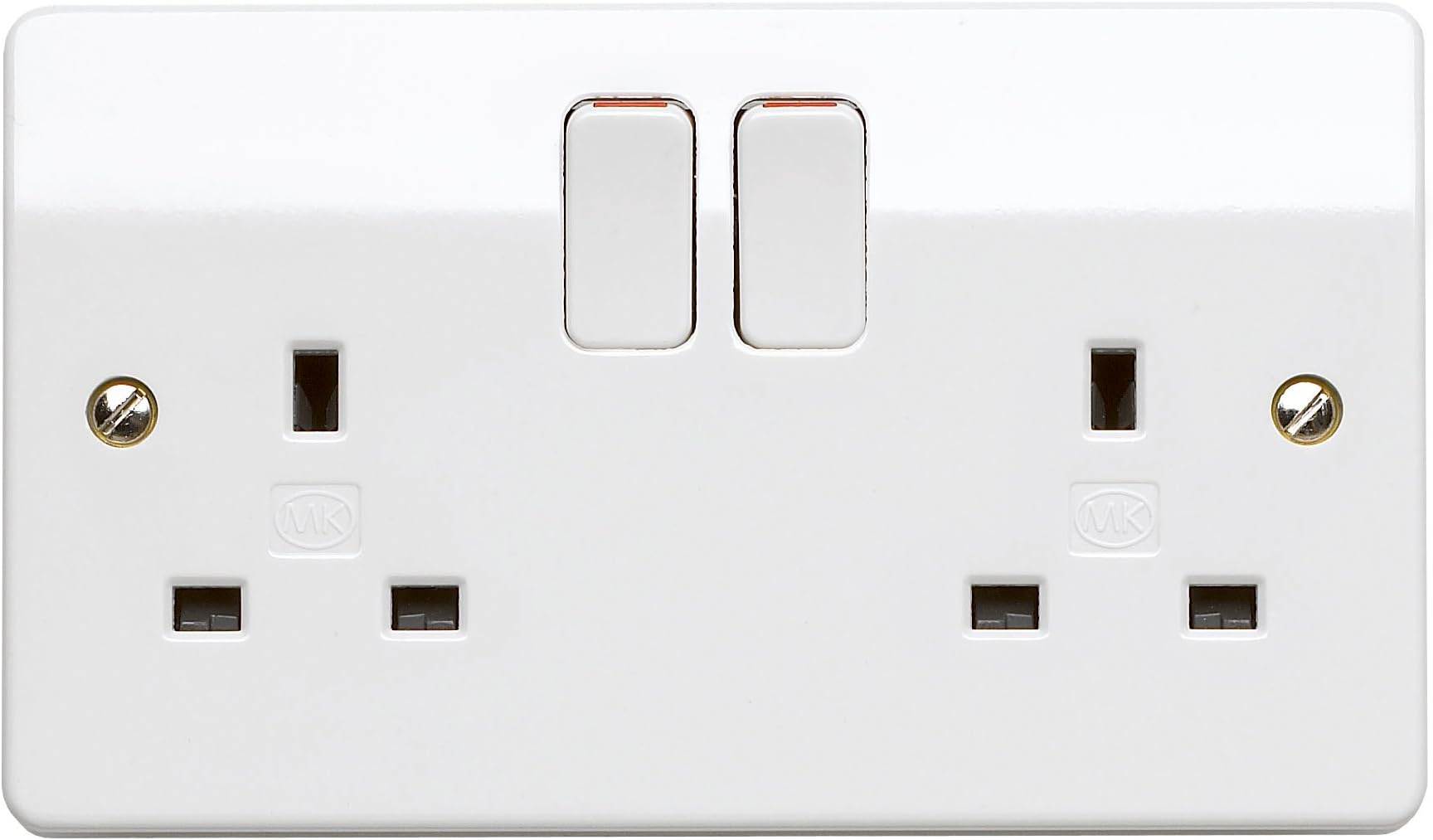 Logic Plus Double Socket (K2747 WHI DP) 13A 2 Gang, in white, with inherent antimicrobial properties.