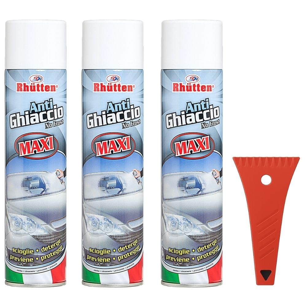 youth care Terra Ricambi 3X Spray Antighiaccio Auto No Frost 400ml + Raschiaghiaccio Classico – Scioglie Ghiaccio, Protegge Vetri, Kit Invernale Parabrezza Auto.