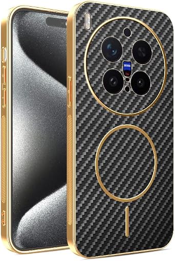 Phone Case for Vivo X300 Pro Compatible with MagSafe Cover 3D Carbon Fiber Texture, Slim Magnetic for Vivo X300 Pro Case Silicone Shockproof Protection Camera, Trendy Luxury Shell Black
