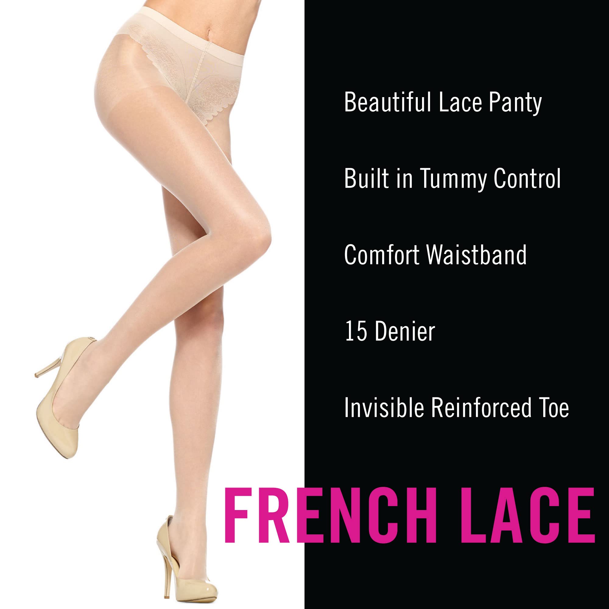 Condition photo showing New/Like New for HUE Women's 2 Pack Sheer Tights Assorted Womens Tights Including Control Top, Fishnet, Lace, Toeless Pantyhose