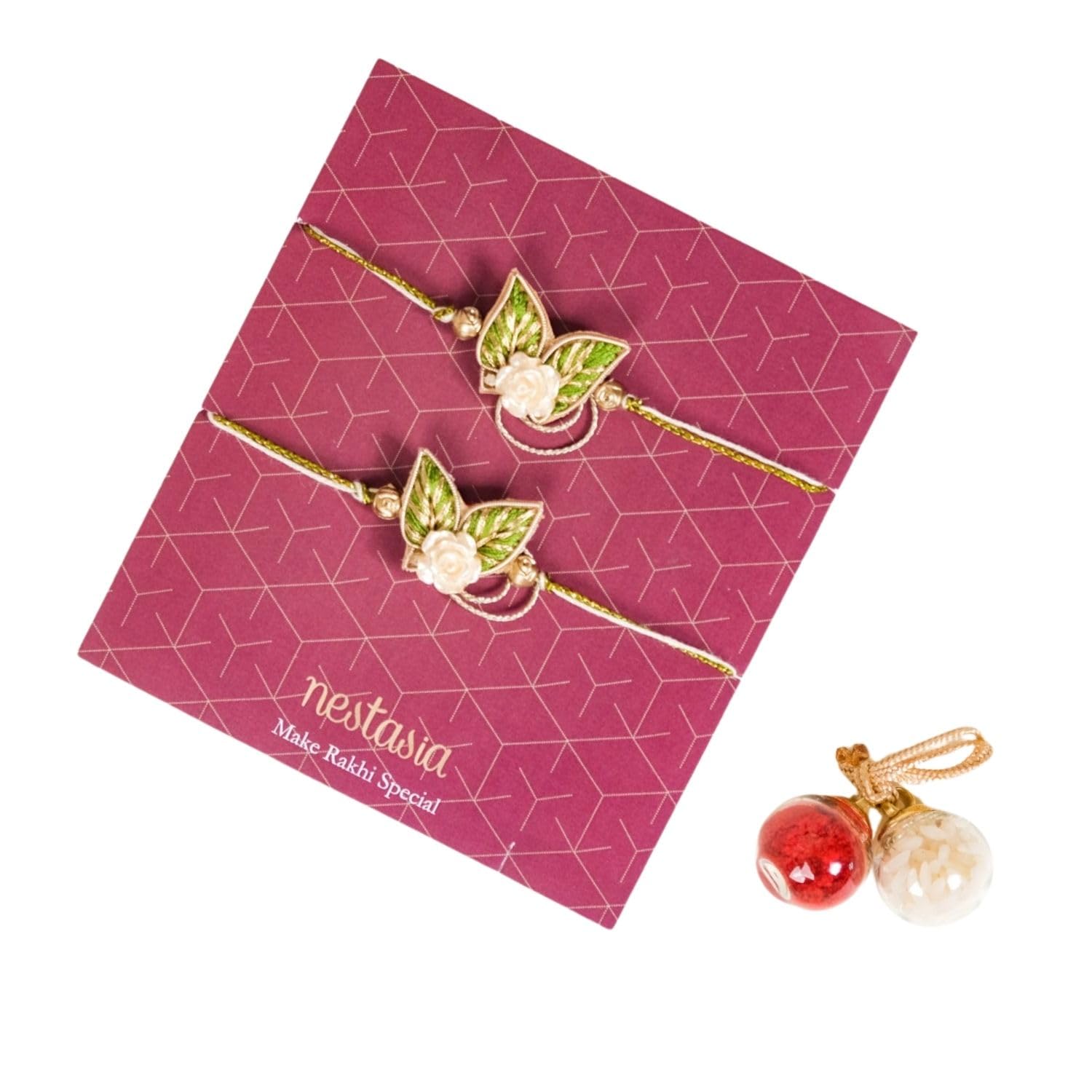 Nestasia Unisex-Adult Leaves & Beads Rakhi Gift Hamper Set | Rakhi Combo For Brother | 2 Rakhi With Roli-Chawal, Greeting Card & Gift Box - Perfect For Rakshabandhan (B0D6KJ7DJT) Amazon Price History, Amazon Price Tracker