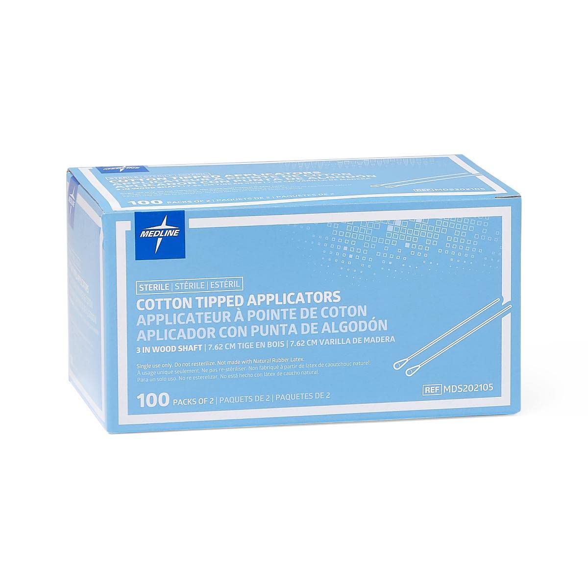 Medline Sterile Cotton-Tipped Wood Applicator, 3", Ideal for applying medication, cleaning skin, arts & crafts and more, Pack of 2000