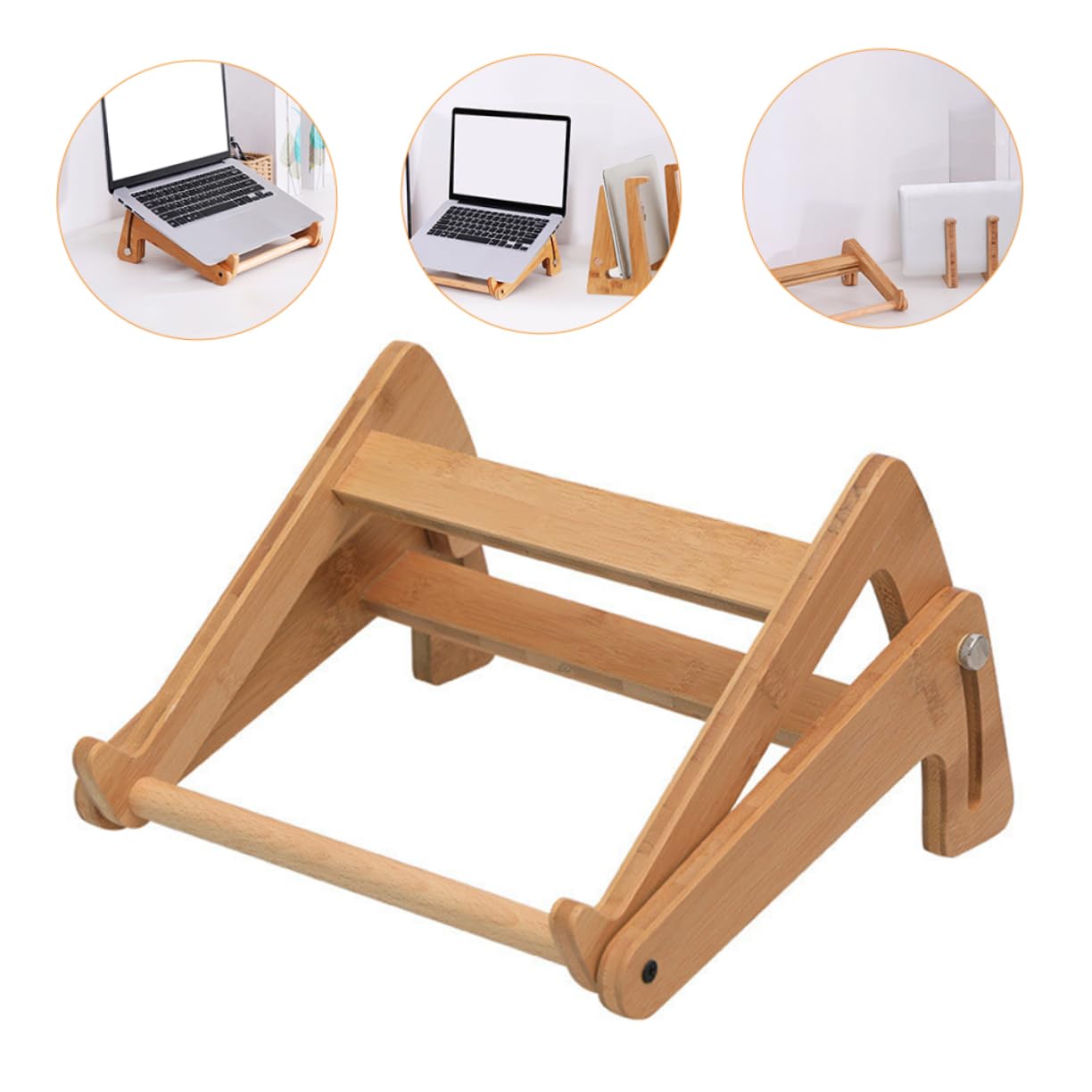 NUOBESTY Supporto Portatile per Laptop in Legno Regolabile Design Ventilato, Pieghevole e Leggero, Accessorio per Computer Adatto a Notebook da 13 a 15,6 Pollici per Uso Casa e Ufficio