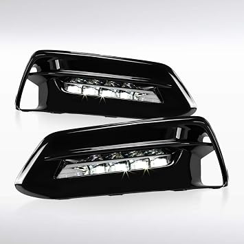 Autozensation Compatible with 2018-2020 Honda Accord Sedan 4Dr Clear SMD LED Fog Lights Bumper Lamps+Switch L+R Pair