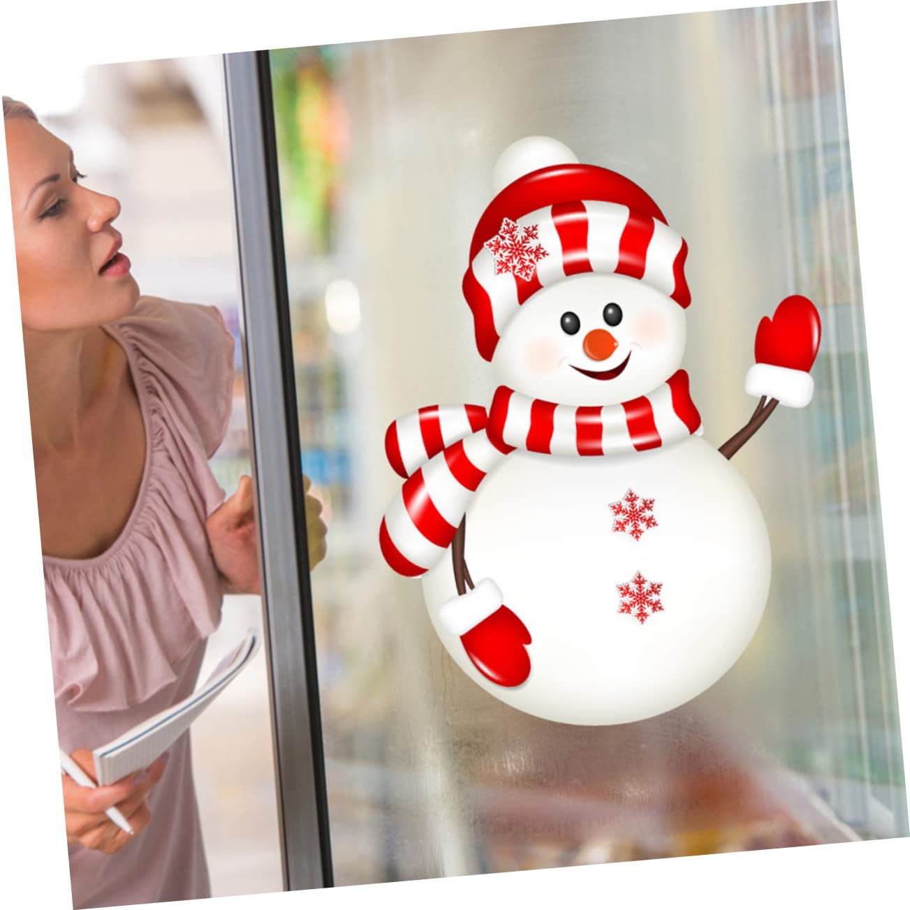 IMIKEYA 10 Bögen Aufkleber Selbstklebender Fensteraufkleber Weihnachtszubehör Weihnachts Türaufkleber Weihnachts Fensteraufkleber Schneemann Fensteraufkleber Schneemann