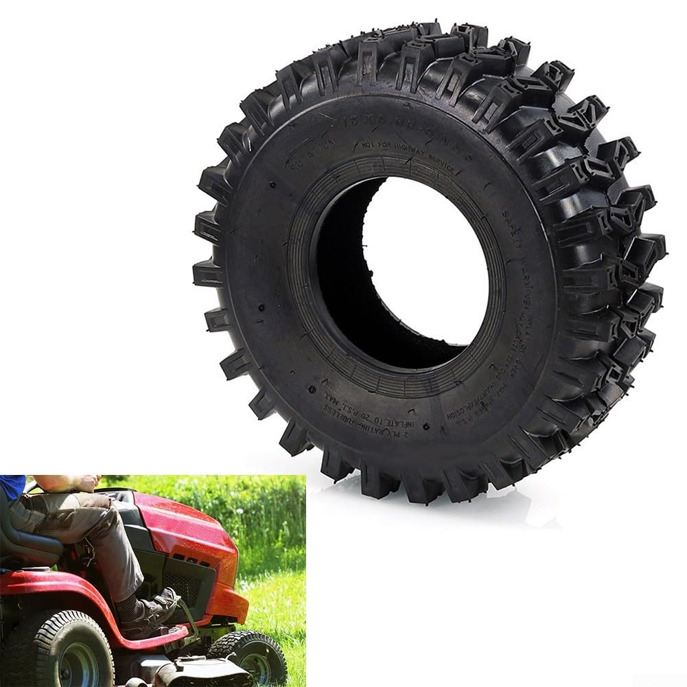 Neumático al vacío de 15 x 5.00-6 pulgadas, grueso, resistente al desgaste, para cortacésped de quad, agarre todo terreno, fuerte tracción, color negro