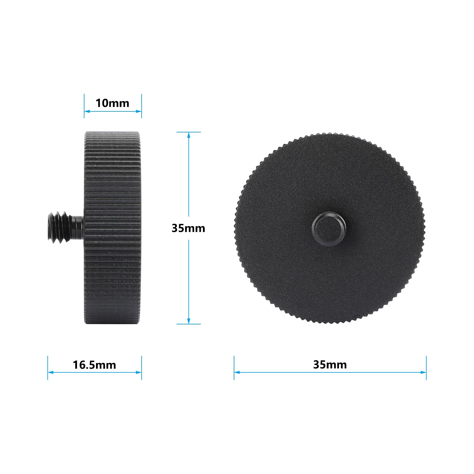 Nanlite Camera Shoe Mount to 1/4''-20 Screw Adapter with 2 Knurled Locking Nuts