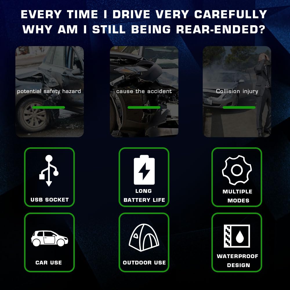 2 piezas de advertencia antifatiga de coche, luz de controlador remoto, lámpara anticolisión trasera, ayuda de gran velocidad, cañones láser, luces intermitentes (blanco)